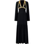 Robes de soirée longues Giambattista Valli noires en viscose à volants maxi à manches longues à col en V Taille XL pour femme 