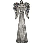 Statuettes d'anges Gilde argentées en métal à strass 