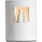 Gilde Lampe Couple de Chats - Lampe de Table Porcelaine - Blanc H 22 cm