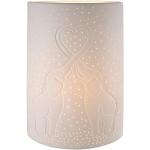 Gilde Lampe éléphant Amour - Lampe de Table - Décoration Salon - Porcelaine Blanche Hauteur 28 cm