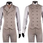 Gilets de costume argentés steampunk pour homme 