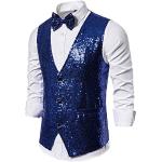 Parkas longues de mariage bleues en shoftshell à paillettes imperméables coupe-vents respirantes Taille XL plus size look fashion pour homme en promo 