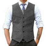 Gilets de mariage gris en tweed sans manches sans manches Taille XS look casual pour homme 