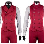 Gilets de costume rouges à col montant steampunk pour homme 