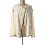 Gilets en laine Fuego Woman beiges à strass à manches longues Taille XL pour femme en promo 