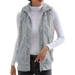 Vestes de ski grises en cuir synthétique à motif moutons col montant sans manches à col montant Taille M plus size look fashion pour femme 