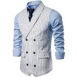 Gilets de mariage blancs à rayures en tweed sans manches sans manches à col montant Taille XL look gothique pour homme 