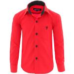 Gillsonz A7 - Chemise de fête à manches longues pour enfant - Facile à repasser - Disponibles dans 10 couleurs - Taille : 86 à 158, rouge, 98/104 cm