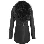Vestes matelassées d'hiver noirs en cuir synthétique imperméables coupe-vents à manches longues Taille XL look fashion pour femme 