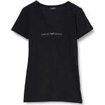 Emporio Armani Femme V Neck T-shirt Iconic Cotton T shirt, Noir, L EU