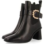 Boots Chelsea Gioseppo noires en cuir à perles à bouts carrés Pointure 39 look fashion 