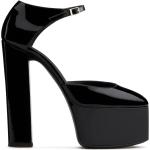 Sandales Giuseppe Zanotti noires en cuir à bouts carrés pour femme 