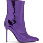 Bottines Giuseppe Zanotti violettes en tissu en cuir à talons aiguilles à bouts pointus pour femme en promo 