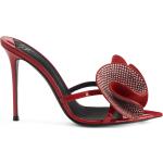 Sandales à talons Giuseppe Zanotti rouge bordeaux en tissu à strass à talons aiguilles à bouts pointus pour femme en promo 