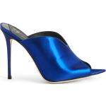 Sandales à talons Giuseppe Zanotti bleus bleuet lamées en tissu à talons aiguilles à bouts pointus pour femme en promo 