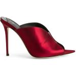 Sandales à talons Giuseppe Zanotti rouge bordeaux lamées en tissu à talons aiguilles à bouts pointus pour femme en promo 