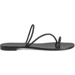 Sandales plates Giuseppe Zanotti noires à logo en daim à strass pour femme en promo 