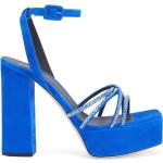 Sandales à talons Giuseppe Zanotti bleu électrique en daim à bouts carrés Pointure 41 pour femme en promo 