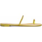 Sandales plates Giuseppe Zanotti jaunes en cuir à strass à bouts ouverts Pointure 37 pour femme en promo 