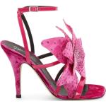 Sandales à talons Giuseppe Zanotti rose fushia en velours à bouts carrés Pointure 40 pour femme en promo 