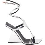 Sandales à talons Giuseppe Zanotti grises lamées en cuir à bouts carrés Pointure 39 look fashion pour femme 