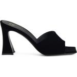 Sandales à talons Giuseppe Zanotti noires à logo en velours à bouts carrés pour femme 