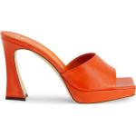 Sandales à talons Giuseppe Zanotti orange à logo en cuir à bouts carrés pour femme 