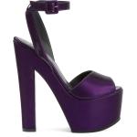 Sandales à talons Giuseppe Zanotti violettes lamées en tissu à bouts ouverts pour femme en promo 