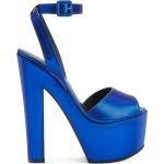 Sandales à talons Giuseppe Zanotti bleus bleuet lamées en tissu à bouts ouverts pour femme en promo 