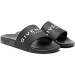 Claquettes de piscine de créateur Givenchy noires en caoutchouc à bouts ouverts Pointure 32 