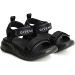 Sandales de créateur Givenchy noires en caoutchouc en cuir à bouts ouverts à scratchs Pointure 34 
