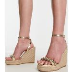 Sandales à talons dorées à talons compensés à bouts ouverts Pointure 39 look casual pour femme en promo 