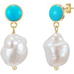 Boucles d'oreilles Glanzstücke München turquoise en argent à perles en argent 14 carats pour femme 