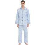 Hauts de pyjama bleus à carreaux en coton Taille L look fashion pour homme en promo 