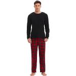 Pyjamas rouges à carreaux en flanelle Taille M classiques pour homme en promo 