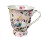 GMMH Tasse à thé avec couvercle et passoire Tasse en porcelaine pour thé en vrac ou sachet (oiseaux)