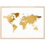 Affiches dorées imprimé carte du monde 