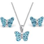 Pendentifs en argent bleus en cristal à strass à motif papillons look fashion pour fille 