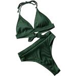 Bikinis triangle vert foncé avec noeuds en lot de 2 Taille M look fashion pour femme 