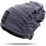 Bonnets d'hiver gris en laine lavable à la main 54 cm look casual pour femme 