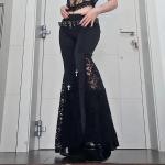 Pantalons taille haute noirs patchwork en fibre synthétique Taille XS look gothique pour femme 