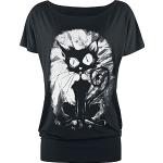 Gothicana by EMP Femme T-Shirt Ample Noir avec imprimé Chat XL