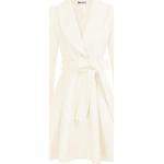 Manteaux en laine de mariage d'automne blancs en laine avec ceinture à manches longues Taille L plus size look fashion pour femme en promo 