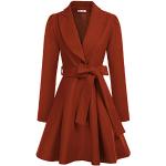Manteaux en laine de mariage d'automne rouge foncé en laine avec ceinture à manches longues Taille S look fashion pour femme en promo 