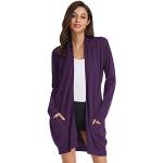 Cardigans d'automne violet foncé à manches longues Taille S plus size look casual pour femme 
