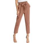 Pantalons taille haute roses en polyester Taille XL look casual pour femme 