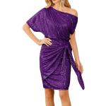 Robes de cocktail violettes à volants Taille S look fashion pour femme 