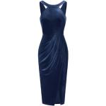 Robes de cocktail bleu marine en velours longues Taille XXL look fashion pour femme en promo 