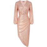 Robes de cocktail roses à manches longues Taille XXL plus size look fashion pour femme en promo 