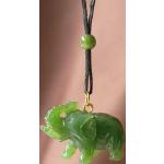 Pendentifs vert jade à perles à motif éléphants en jade pour femme 